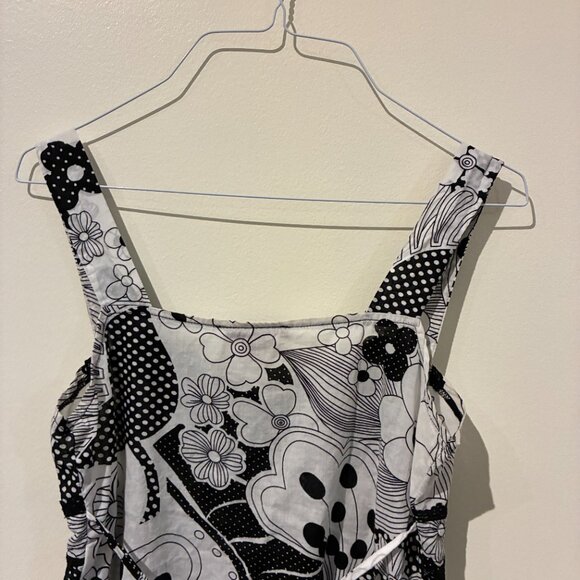 TAKARA Black & White Patterned Sleeveless Top - Women's S - Picture 6 of 7